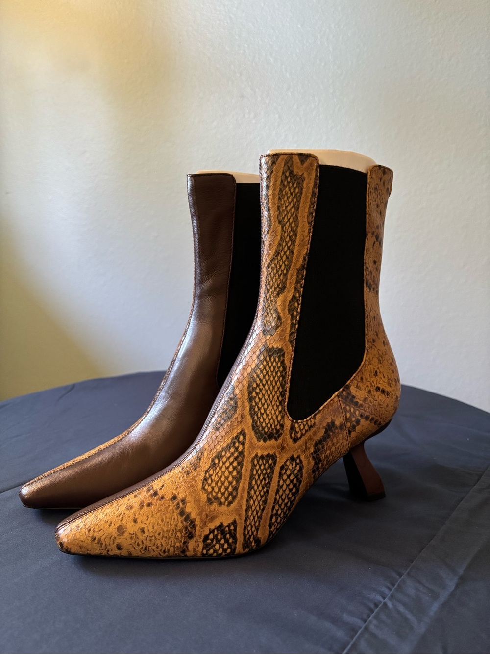 Sam Edelman Brown Snake-Print Chelsea Ankle Boots NEW IN BOX!